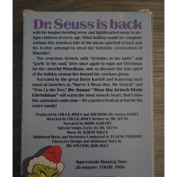 Dr Seuss Set of 2 Christmas VHS How The Grinch Stole Christmas Anim. Live Action - Picture 5 of 12